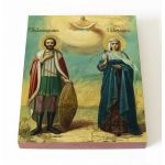 Александр Невский и царица Александра Римская, икона на доске 13*16,5 см - Иконы оптом