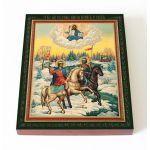 Благоверные князья Борис и Глеб на конях, икона на доске 13*16,5 см - Иконы оптом