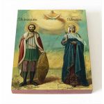 Александр Невский и царица Александра Римская, икона на доске 8*10 см - Иконы оптом