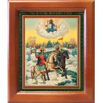 Благоверные князья Борис и Глеб на конях, икона в рамке 12,5*14,5 см - Иконы оптом