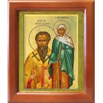 Василий Великий и Емилия Кесарийская, икона в рамке 12,5*14,5 см - Иконы оптом