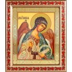 Ангел Хранитель с душой человека поясной, икона в рамке с узором 19*22,5 см - Иконы оптом