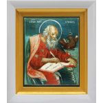 Апостол и евангелист Иоанн Богослов, икона в белом киоте 14,5*16,5 см - Иконы оптом