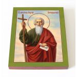 Апостол Андрей Первозванный с посохом, икона на доске 8*10 см - Иконы оптом