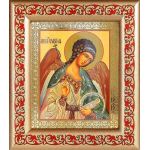 Ангел Хранитель с душой человека поясной, икона в рамке с узором 14,5*16,5 см - Иконы оптом