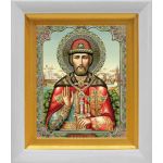 Благоверный князь Димитрий Донской, икона в белом киоте 14*16 см - Иконы оптом