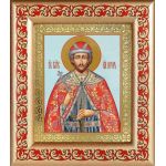 Благоверный князь Игорь Черниговский, икона в рамке с узором 14,5*16,5 см - Иконы оптом