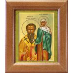 Василий Великий и Емилия Кесарийская, икона в широкой рамке 14,5*16,5 см - Иконы оптом