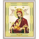 Икона Божией Матери "Млекопитательница", в белой пластиковой рамке 20*23,5 см - Иконы оптом