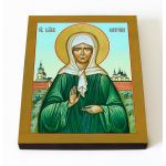 Блаженная Матрона Московская на фоне монастыря, икона на доске 8*10 см - Иконы оптом