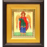 Ангел Хранитель на желтом фоне, икона в широком киоте 16,5*18,5 см - Иконы оптом