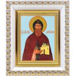 Благоверный князь Даниил Московский, икона в белой пластиковой рамке 8,5*10 см - Иконы оптом