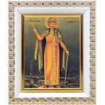 Благоверный князь Мстислав Храбрый, икона в белой пластиковой рамке 8,5*10 см - Иконы оптом