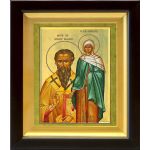 Василий Великий и Емилия Кесарийская, икона в киоте 14,5*16,5 см - Иконы оптом