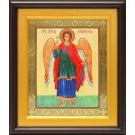 Ангел Хранитель на желтом фоне, икона в широком киоте 21,5*25 см - Иконы оптом