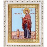 Икона Божией Матери "Геронтисса", в белой пластиковой рамке 12,5*14,5 см - Иконы оптом