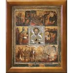 Великорецкая икона Николая Чудотворца, в деревянной рамке 17,5*20,5 см - Иконы оптом