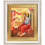 Апостол Матфей, евангелист, икона в белой пластиковой рамке 12,5*14,5 см - Иконы оптом