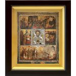 Великорецкая икона Николая Чудотворца, в деревянном киоте 14,5*16,5 см - Иконы оптом