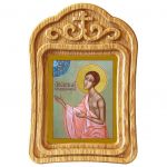 Блаженный Иоанн Устюжский, Христа ради юродивый, икона в резной деревянной рамке - Иконы оптом