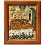 Сорок мучеников Севастийских, XV-XVI вв, икона в деревянной рамке 8*9,5 см - Иконы оптом