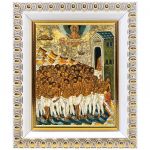 Сорок мучеников Севастийских, XV-XVI вв, икона в белой пластиковой рамке 8,5*10 см - Иконы оптом