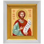 Блаженный Никита Константинопольский, хартуларий, икона в белом киоте 14,5*16,5 см - Иконы оптом