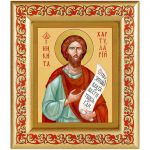 Блаженный Никита Константинопольский, хартуларий, икона в рамке с узором 14,5*16,5 см - Иконы оптом