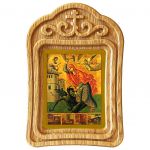 Великомученица Марина (Маргарита) Антиохийская побивающая беса, икона в резной деревянной рамке - Иконы оптом