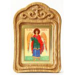 Ангел Хранитель на желтом фоне, икона в резной рамке - Иконы оптом