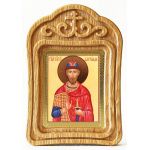 Благоверный князь Александр Невский (лик № 001), икона в резной деревянной рамке - Иконы оптом