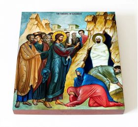 Воскрешение Лазаря, икона на доске 14,5*16,5 см - Иконы оптом