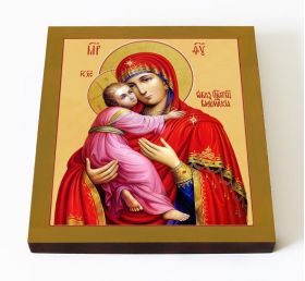 Владимирская икона Божией Матери (лик № 027), печать на доске 14,5*16,5 см - Иконы оптом