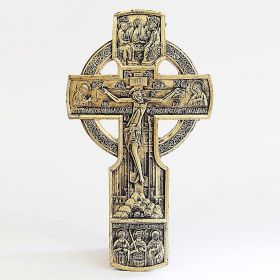 Крест Распятие настенное литое в круге, размер 22,5*12,5 см - Кресты