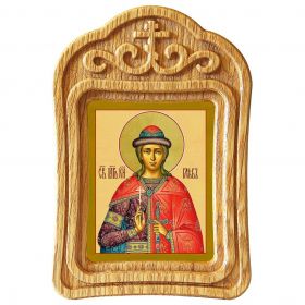 Благоверный князь Глеб (в крещении Давид), страстотерпец, икона в резной деревянной рамке - Иконы оптом