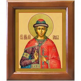Благоверный князь Глеб (в крещении Давид), страстотерпец, икона в деревянной рамке 12,5*14,5 см - Иконы оптом