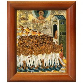 Сорок мучеников Севастийских, XV-XVI вв, икона в деревянной рамке 8*9,5 см - Иконы оптом