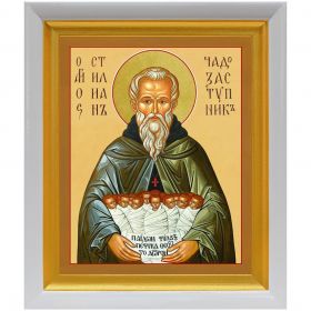 Преподобный Стилиан Пафлагонский, Чадозаступник (лик № 152), икона в белом киоте 19*22,5 см - Иконы оптом