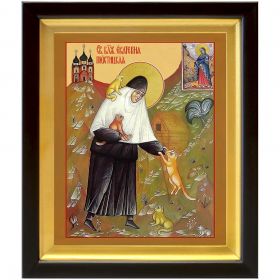 Блаженная Екатерина (Малков-Панина) Пюхтицкая, Христа ради юродивая, икона в деревянном киоте 19*22,5 см - Иконы оптом