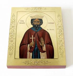 Блаженный Елезвой Эфиопский, царь, икона на доске 13*16,5 см - Иконы оптом