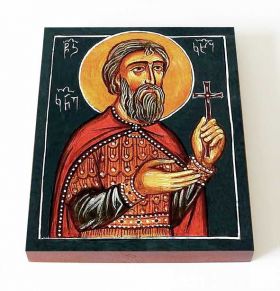 Великомученик Константин Грузинский, князь, икона на доске 13*16,5 см - Иконы оптом
