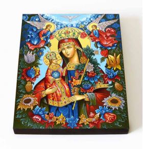 Икона Божией Матери "Благоуханный Цвет", печать на доске 8*10 см - Иконы оптом