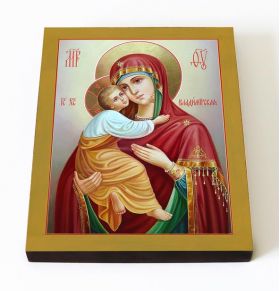 Владимирская икона Божией Матери (лик № 084), печать на доске 8*10 см - Иконы оптом