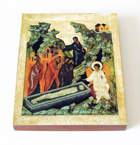 Жены-Мироносицы у гроба Господня, XVI в, икона на доске 13*16,5 см - Иконы оптом