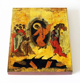 Воскресение Христово, Сошествие во ад, Новгород, 1370-1380 гг, икона на доске 13*16,5 см - Иконы оптом