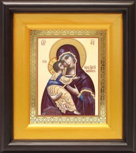 Владимирская икона Божией Матери (лик № 011), в широком киоте 16,5*18,5 см - Иконы оптом