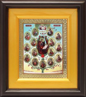 Древо Пресвятой Богородицы, икона в широком киоте 16,5*18,5 см - Иконы оптом
