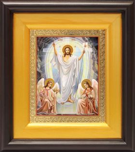 Воскресение Христово, икона в широком киоте 16,5*18,5 см - Иконы оптом