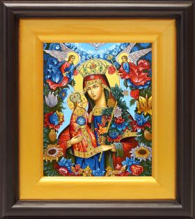 Икона Божией Матери "Благоуханный Цвет", широкий киот 16,5*18,5 см - Иконы оптом