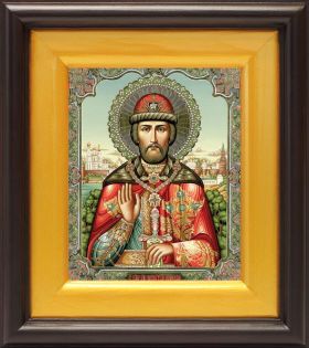 Благоверный князь Димитрий Донской, икона в широком киоте 16,5*18,5 см - Иконы оптом